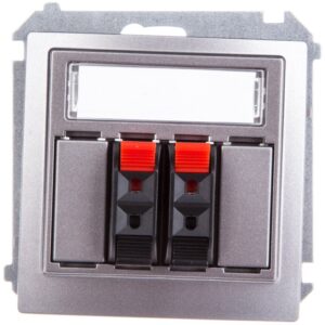 Simon Basic Gniazdo głośnikowe podwójne z polem opisowym stal inox BMGL3.01/21 - obrazek 1