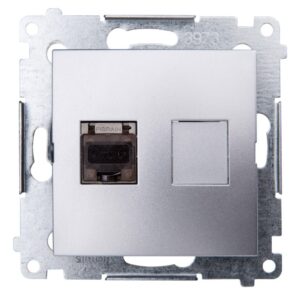 Simon 54 Gniazdo komputerowe pojedyncze RJ45 kat.6 ekranowane z przesłoną srebrny mat D61E.01/43 - obrazek 1
