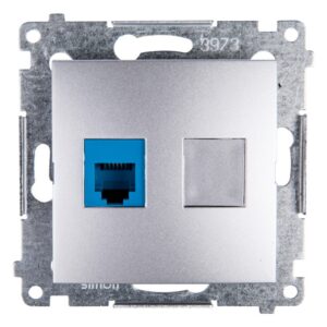 Simon 54 Gniazdo telefoniczne pojedyncze RJ12 srebrny mat DT1.01/43 - obrazek 1