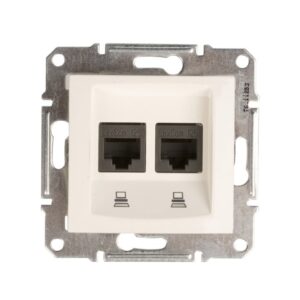 Sedna Gniazdo komputerowe podwójne RJ45 kat.5e UTP kremowe SDN4400123 - obrazek 1