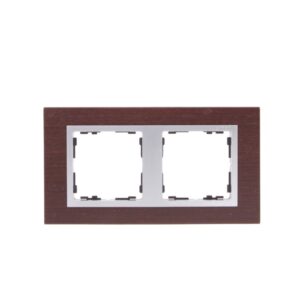 Simon 82 Ramka podwójna pozioma drewniana wenge/ ramka pośrednia aluminium mat 82927-65 - obrazek 1