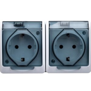Hermes Gniazdo hermetyczne Schuko z/u z klapką dymną 16A IP44 białe 0325-01 - obrazek 1