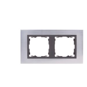 Simon 82 Ramka podwójna pozioma metalowa stal inox/ ramka pośrednia grafitowa 82827-37 - obrazek 1