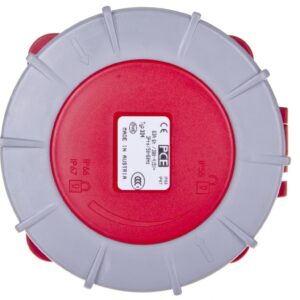 Gniazdo tablicowe 63A 4P 400V /100x100/ czerwone IP67 POWER TWIST 334-6 - obrazek 1