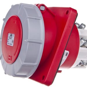 Gniazdo tablicowe skośne 125A 4P 400V /120x130/ czerwone IP67 POWER TWIST 444-6 - obrazek 1
