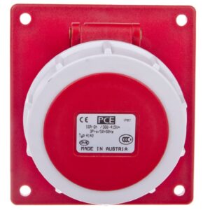 Gniazdo tablicowe skośne 16A 4P 400V czerwone IP67 POWER TWIST 4142-6 - obrazek 1
