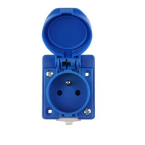 Gniazdo tablicowe 10/16A 2P+Z 230V IP54 niebieskie /z puszką/ 104-0hp - obrazek 1
