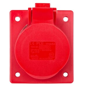 Gniazdo tablicowe skośne 16A 5P 400V /80x97/ czerwone IP44 TWIST 415-6 - obrazek 1