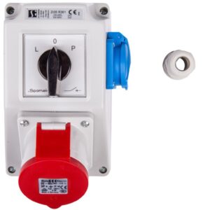 Zestaw instalacyjny z gniazdem 32A 4P+2P+Z (L-0-P) czerwony ZI05R361 - obrazek 1
