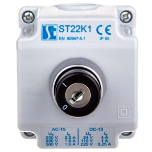 Kaseta sterownicza 1-otworowa przełącznik I-0 kluczyk 1Z szara ST22K17-1 - obrazek 1