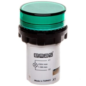 Lampka sygnalizacyjna MB z LED, monoblok, 230V AC, płaski klosz, zielona T0-MBSD220Y - obrazek 1
