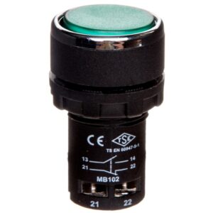 Przycisk sterowniczy monoblok, kryty, niestabilny, 1NO+1NC, zielony T0-MB102DY - obrazek 1