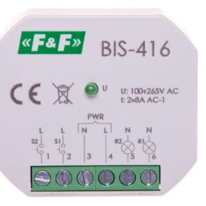 Przekaźnik impulsowy dwukanałowy 8A 2Z 230V AC BIS-416 - obrazek 1