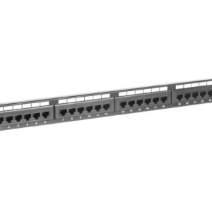 Patch panel kompletny 19 cali 24x RJ45 U/UTP kat. 6 1U czarny (RAL 9005) DN-91624U - obrazek 1