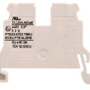 Złączka szynowa 2-przewodowa 2,5mm2 Ex jasnoszara 870-909 - obrazek 1