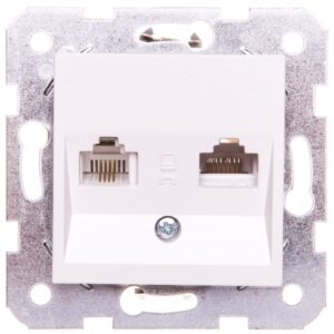 Karre Gniazdo Teleinformatyczne 1xrj11+1xrj45 Kat. 5e, Kolor Biały / 90963635 - obrazek 1