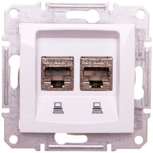 Sedna Gniazdo biały podwójne komp RJ45 kat.5e ekran SDN4600121 - obrazek 1