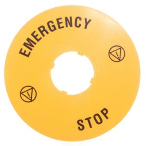 Szyld opisowy fi 90mm EMERGENCY/STOP LPXAU113 - obrazek 1