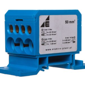 Blok rozdzielczy 2x4-50mm2/3x2,5-25mm2/4x2,5-16mm2 niebieski montaż płaski i na szynie TH DB1-N 48.11 - obrazek 1