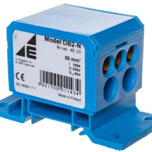Blok rozdzielczy 2x4-50mm2/2x4-35mm2/3x2,5-25mm2 niebieski montaż płaski i na szyne TH DB2-N 48.20 - obrazek 1