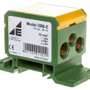 Blok rozdzielczy 2x4-70mm2/2x4-50mm2/1x4-25mm2 żółto-zielony montaż płaski i na szynę TH DB6-Z 48.44 - obrazek 1