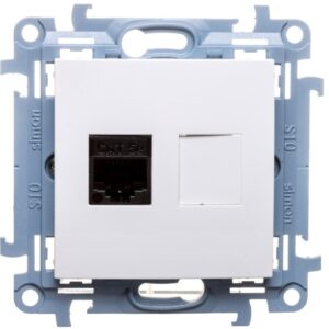 Simon 10 Gniazdo komputerowe pojedyncze RJ45 kat.5e białe C51.01/11 - obrazek 1