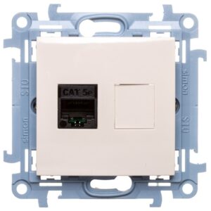 Simon 10 Gniazdo komputerowe pojedyncze RJ45 kat.5e kremowe C51.01/41 - obrazek 1