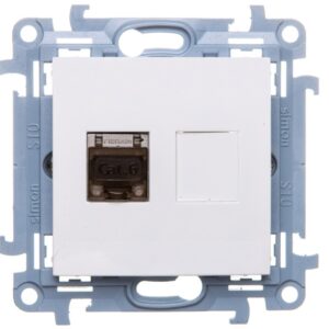 Simon 10 Gniazdo komputerowe pojedyncze RJ45 kat.6 ekranowane biały C61E.01/11 - obrazek 1
