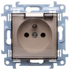 Simon 10 Gniazdo pojedyncze z uszczelką klapką transparetną kremowe 16A 250V IP44 CGZ1B.01/41A - obrazek 1