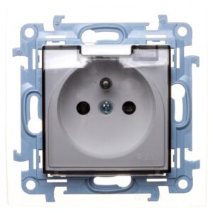 Simon 10 Gniazdo pojedyncze z uszczelką z przesłonami klapką transparetną białe 16A 250V IP44 CGZ1BZ.01/11A - obrazek 1
