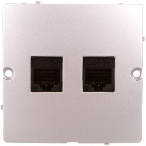 Simon Basic Gniazdo komputerowe podwójne RJ45 kat. 5e srebrny mat BMF52.02/43 - obrazek 1