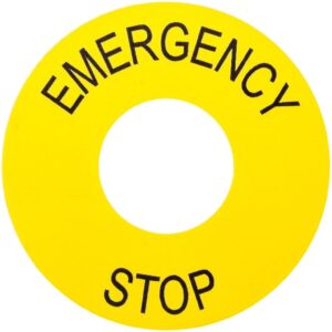 Tabliczka opisowa żółta okrągła fi60mm /EMERGENCY STOP/ ZB2BY9330 - obrazek 1