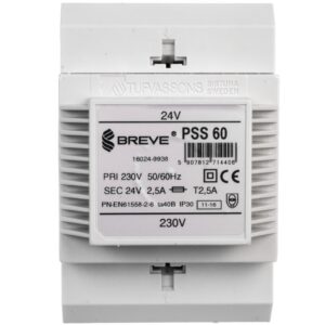 Transformator 1-fazowy modułowy bezpieczeństwa PSS 60 230/ 24V 2,5A, na szynę DIN, IP30, Ta 40, 16024-9938 - obrazek 1