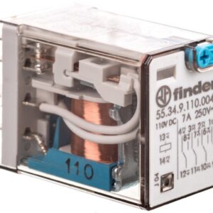 Przekaźnik miniaturowy 4P 7A 110V DC, przycisk testujący, mechaniczny wskaźnik zadziałania 55.34.9.110.0040 - obrazek 1