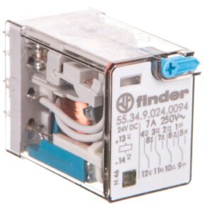 Przekaźnik przemysłowy 4P 7A 24V DC przycisk testujący LED mechaniczny wskaźnik zadziałania 55.34.9.024.0094 - obrazek 1