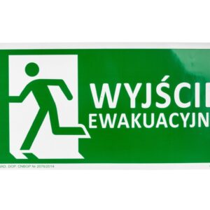 Samoprzylepna tabliczka ostrzegawcza /Znak Wyjście ewakuacyjne + znak e001, 150x300mm, FS nadruk foto/ IE/001/5/A/FS/WYJŚ - obrazek 1