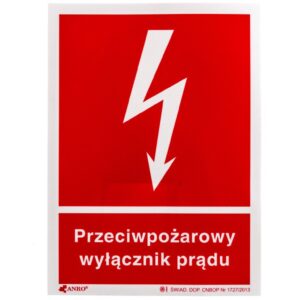 Naklejka ostrzegawcza /Przeciwpożarowy wyłącznik prądu 150x205/ 31P/F1/FS /5szt./ - obrazek 1
