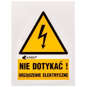Samoprzylepna tabliczka ostrzegawcza /Nie dotykać urządzenie elektryczne 52x74/ 1EOA/Q1/F - obrazek 1