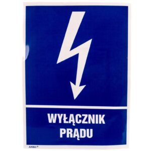 Samoprzylepna tabliczka ostrzegawcza /WYŁĄCZNIK PRĄDU 148X210/ 8EIA/Q4/F - obrazek 1