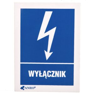 Samoprzylepna tabliczka ostrzegawcza /WYŁĄCZNIK 52X74/ 10EIA/Q1/F - obrazek 1