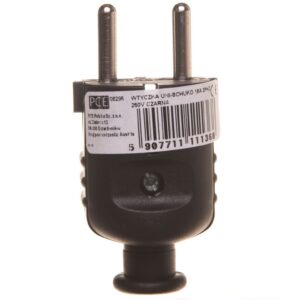Wtyczka prosta 10/16A 2P+Z UNI-SCHUKO IP20 czarna 08295 - obrazek 1