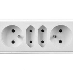 Gniazdo przenośne czterokrotne 16A 2x2P+Z + 2xEuro 250V białe GN-472 - obrazek 1