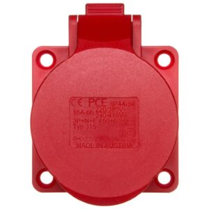 Gniazdo tablicowe 16A 5P 400V /70x70/ czerwone IP44 315-6 - obrazek 1