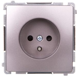 Simon Basic Gniazdo pojedyncze z/u z przesłonami stal inox BMGZ1Z.01/21 - obrazek 1