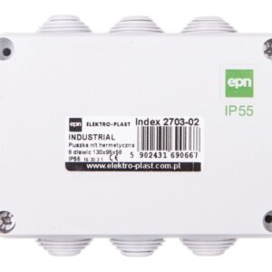 INDUSTRIAL Puszka hermetyczna n/t 130x95x58 z 8 dławnicami IP55 szara 2703-02 - obrazek 1