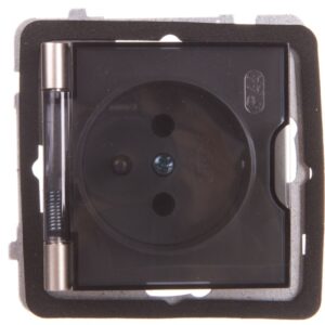 AS Gniazdo bryzgoszczelne z/u IP44 klapka przezroczysta satyna light GPH-1GZ/m/45/d - obrazek 1