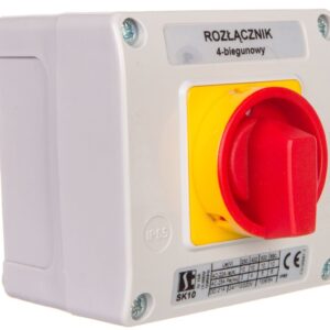 Łącznik krzywkowy 10A rozłącznik 0-1 4P w obudowie OB11 z czołem zamykanym żółto/czerwonym SK10-2.8210OB11ZC - obrazek 1