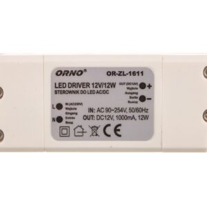 Zasilacz LED 12V DC 12W 1A IP20 OR-ZL-1611 - obrazek 1