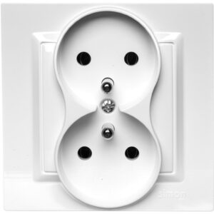 Simon 10 Gniazdo podwójne z/u MONOBLOCK 16A, 250V białe CGZ2/11 - obrazek 1