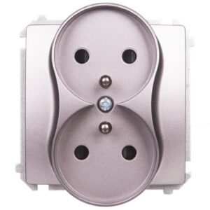 Simon Basic Gniazdo podwójne z/u 16A, 250 V stal inox BMGZ2Mz.01/21 - obrazek 1